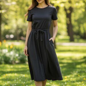 WEEKEND MAXMARA w/ Elastic +‎ Tie Waist Green Midi Jersey Shirt Dress Size S